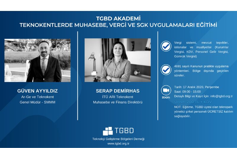 ONLİNE EĞİTİM: Teknokentlerde Muhasebe, Vergi ve SGK Uygulamaları